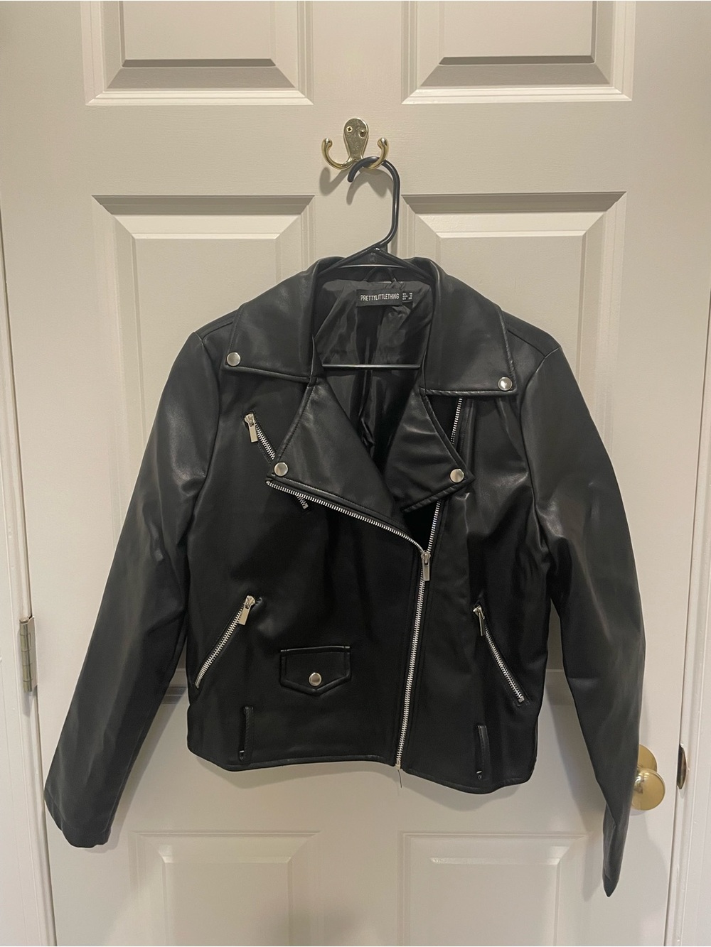 PrettyLittleThing Black Faux Leather Biker Jacket